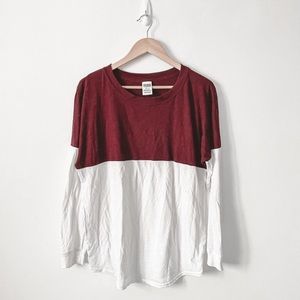 Victoria’s Secret pink heather marron and white oversized tee